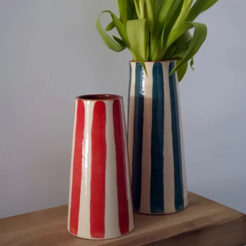 vase rayures bleue